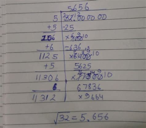 square root of 32 bu long division method - Brainly.in