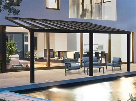 Palram Wall Mounted Patio Cover Stockholm 3.4m x 7.4m - Fixed Roof ...