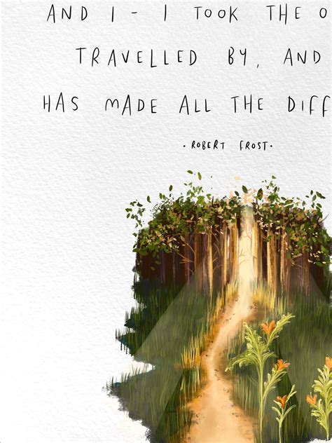 The Road Not Taken by Robert Frost / Art Print Drawing Poem - Etsy