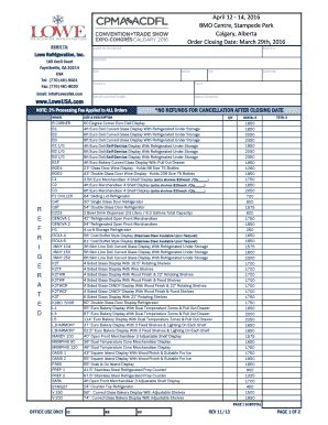 Fillable Online Lowe's Refrigeration Order Form Fax Email Print - pdfFiller
