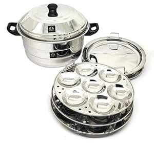 Nyra® Stainless Steel Idly Cooker Pot with 3 Idly Plates (7 cavities ...