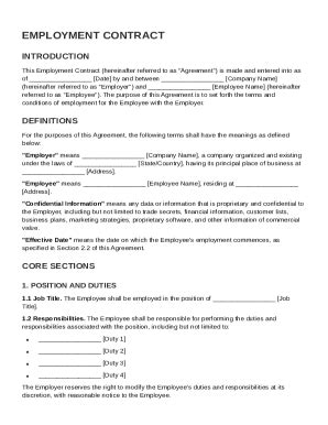 HR Employment Contract Template Form - Fill Online, Printable, Fillable ...