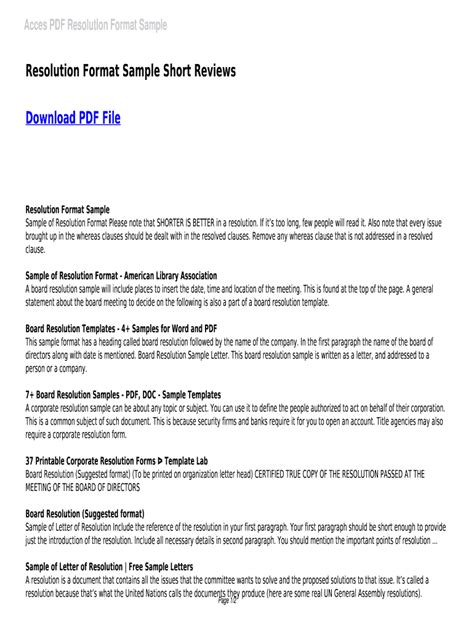 Image result for Format for Writing a Resolution