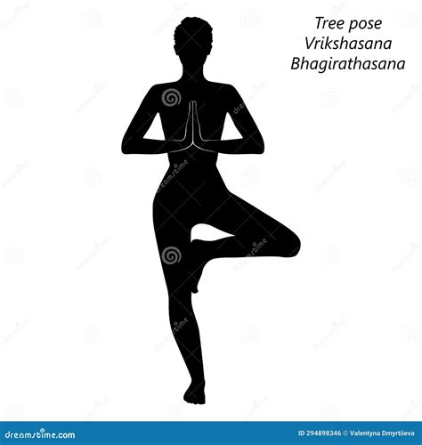 Silhouette of Yoga Pose. Vrikshasana Stock Illustration - Illustration of pose, yoga: 294898346