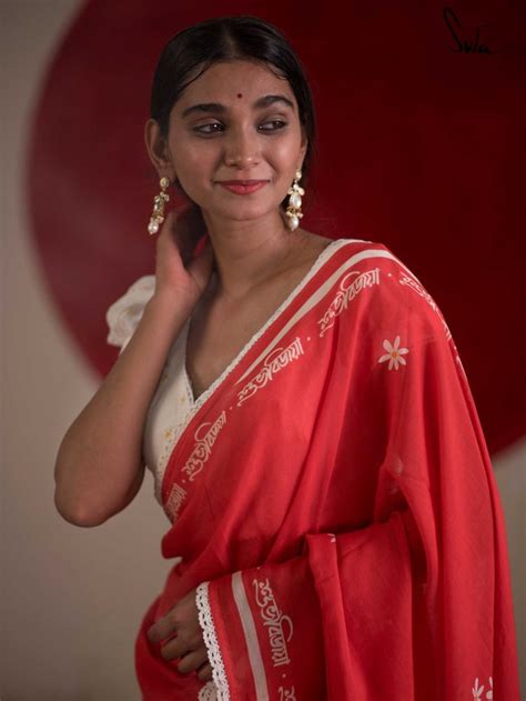 Mulmul Cotton Red Saree For Durga Puja|Shiuli Shokal|Suta