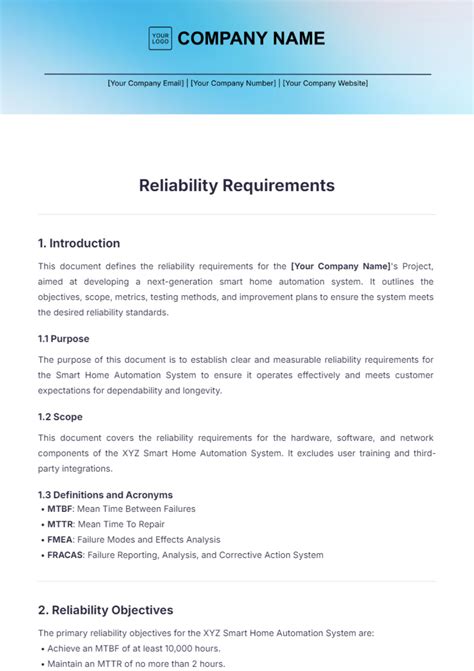 Image result for Reliability Requirements Examples