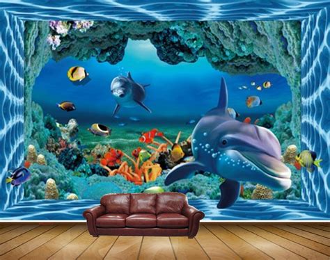 Avikalp MWZ2072 Dolphins Fishes Sea Stones Ocean Water Marine Underwat ...
