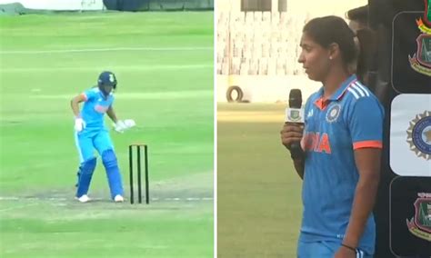 WATCH: Indian skipper Harmanpreet Kaur breaks stumps in anger