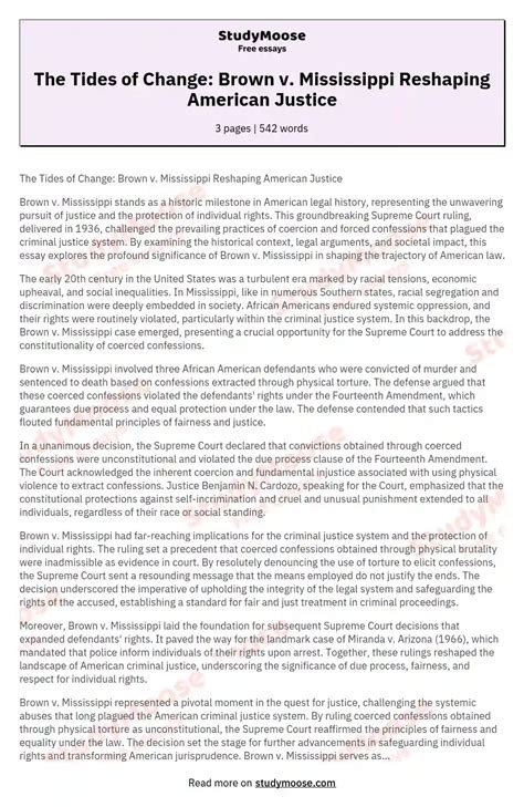 The Tides of Change: Brown v. Mississippi Reshaping American Justice ...