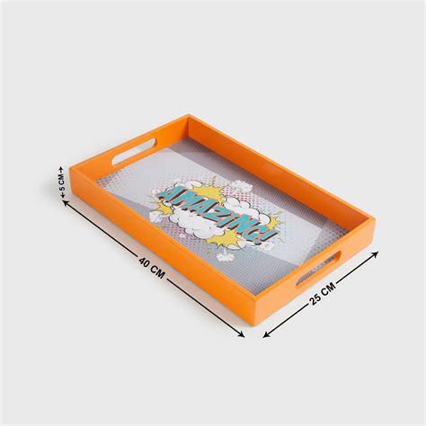 Buy Raisa Wood Printed Rectangular Serving Tray - 25x40cm from Home ...