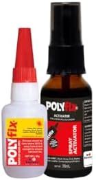Polyfix Medium Viscosity Cyanoacrylate Instant Glue and Spray Activator ...