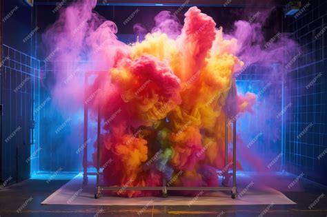 Premium AI Image | Colorful smoke trails in a zerogravity chamber
