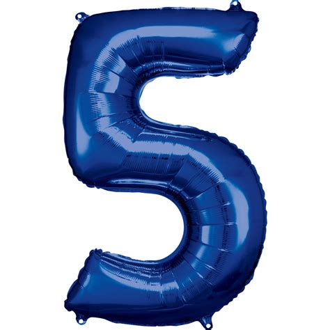 Number 5 Blue SuperShape Foil Balloons 25"/66 cm w x 34"/88cm h P50 - 5 ...