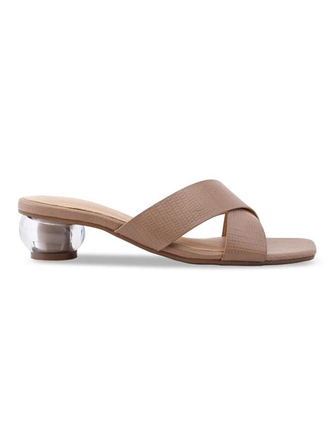 Shop Rocia By Regal Taupe Women Textured Block Heel Slip Ons Online