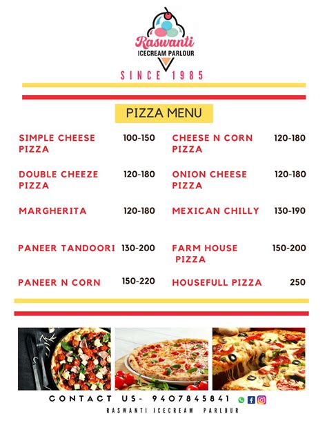 Menu at Raswanti Ice Cream Parlour And Fast Food Centre, Kareli