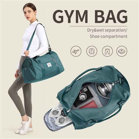 Waterproof Gym Duffel Bag with Shoe Compartment, Wet/Dry Pocket, Ideal ...