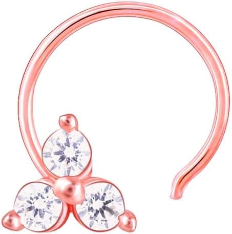 GIVA 925 Silver Rose Gold Clover Nose Pin for Women & Girls | With ...