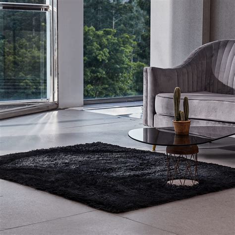 Ophanie Black Area Rugs for Bedroom, Fluffy Soft Shaggy Floor Bedside ...