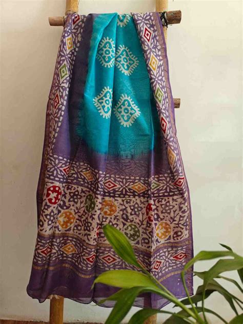 Chanderi Dupatta Online I Hand Block Chanderi Dupatta I Desi Weaves I