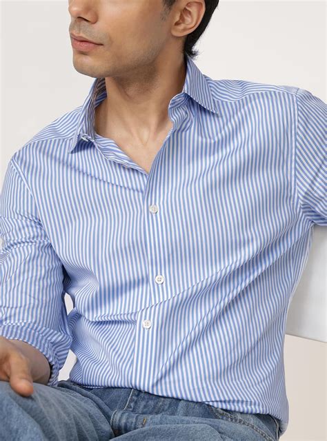 Andamen Azure Stripe Cotton Shirt