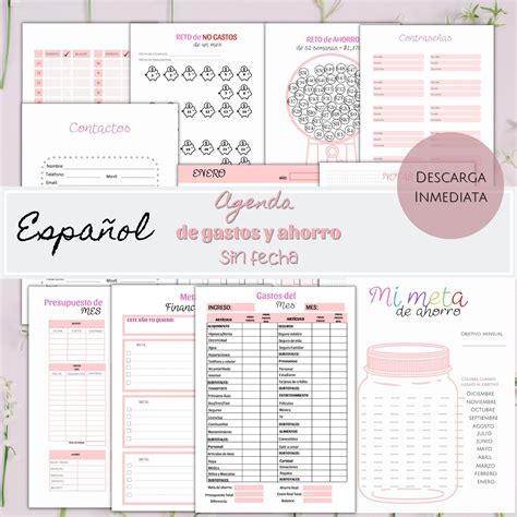 Spanish Budget Planner Diario de gastos y ahorro Agenda de - Etsy España