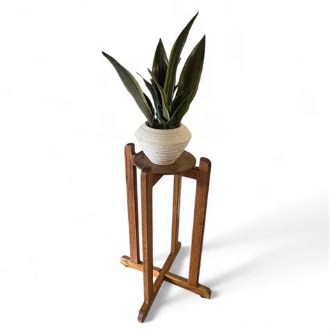 Vintage 1970s Oak Plant Stand with Rotating Round Top - Mid Century ...