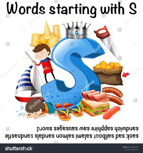 Worksheet Design Words Starting S Illustration Stock Vector (Royalty ...