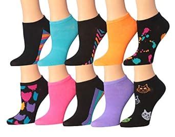 Tipi Toe Women's 10 Pairs Colorful Patterned Low Cut/No Show Socks ...