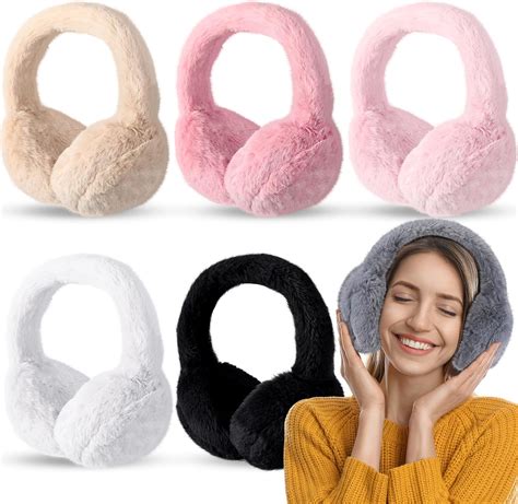 Toulite 6 Pcs Women Ear Muffs Winter Warm Ear Muffs for Women Fluffy ...