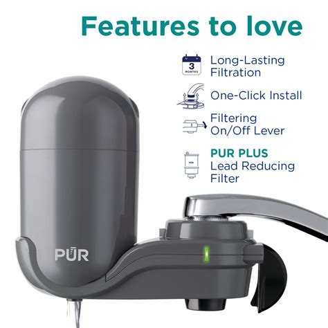 PUR PLUS Vertical Faucet Mount Water Filtration System with 3-in-1 Lead ...