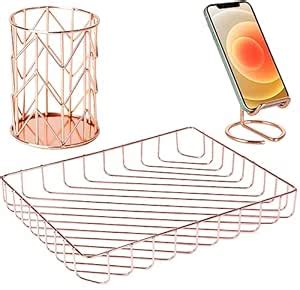 Kiwilon Rose Gold 3 In 1 Table Top Desk Organizer Set With Pen Stand ...