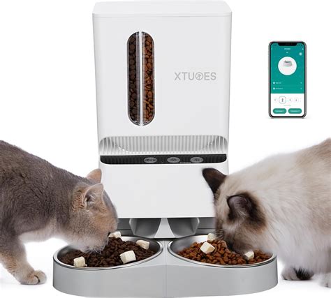 Pet Supplies : XTUOES Automatic Cat Feeders 2 Cat, 2.4G WiFi microchip ...