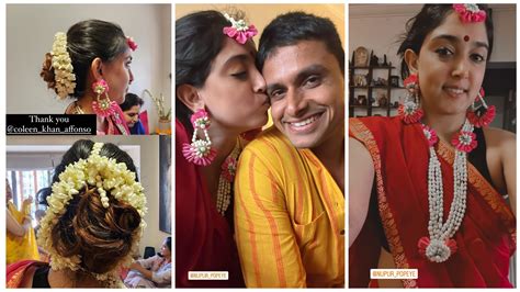Ira Khan decks up in red saree and floral jewellery for pre-wedding ...