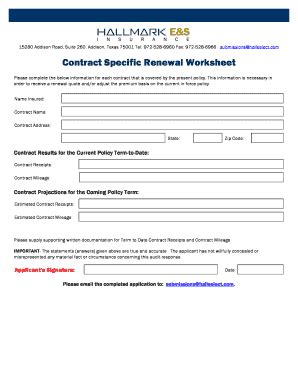 Fillable Online Contract Specific Renewal Worksheet ...