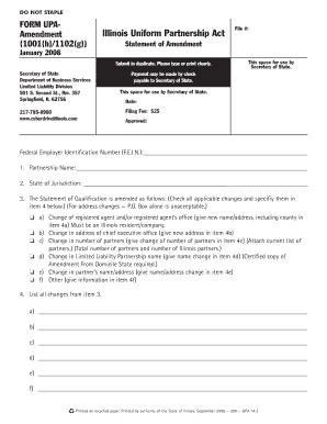 DO NOT STAPLE FORM UPA- Amendment Illinois Uniform Partnership Act ...