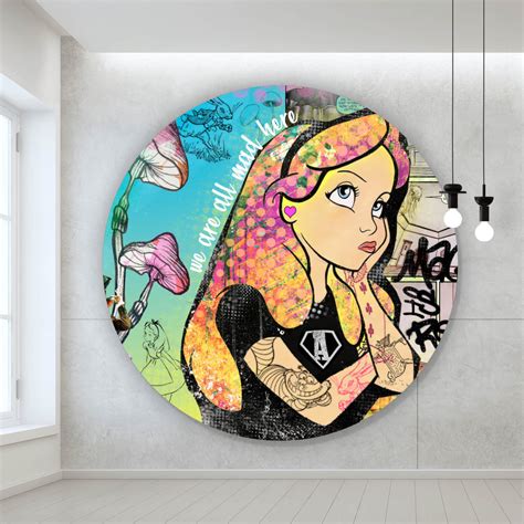 Aluminiumbild Bad Alice Pop Art im Kreis, Aufhängefertig ...