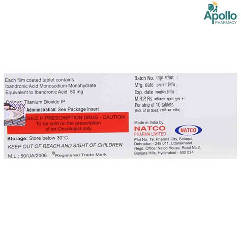 Bandrone 50 mg Tablet 10's Price, Uses, Side Effects, Composition ...