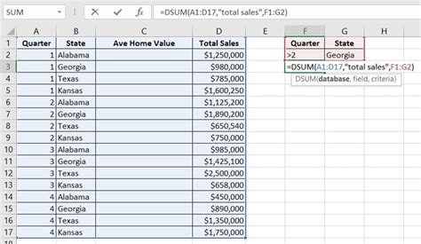 DSUM Function Tutorial 的图像结果