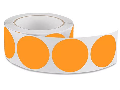 Removable Adhesive Circle Labels - Fluorescent Orange, 2" S-11442O - ULINE