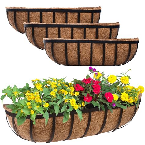 4Pack 24" Railing Planter Window Box Horse Trough Planter with Coco ...