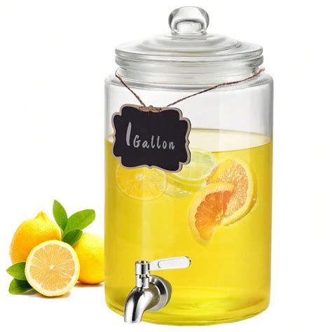 VEVOR Drink Dispenser 1 Gal Beverage Dispenser For Parties Glass With ...