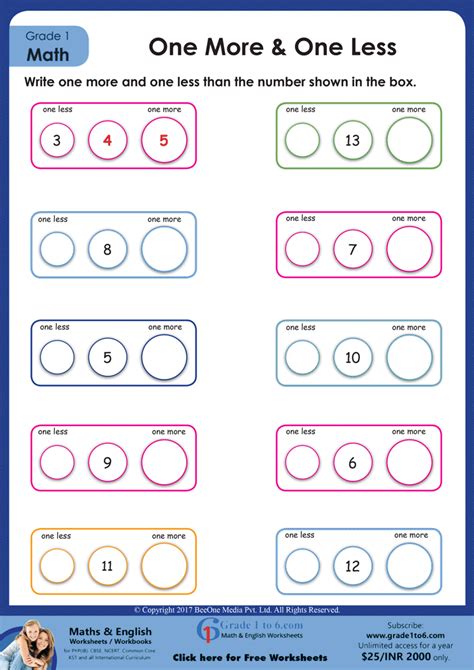 Image result for One More One Less Worksheets