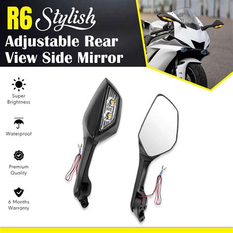 Moto Genius Universal Adjustable Bike Rear View Side Mirror with Turn ...