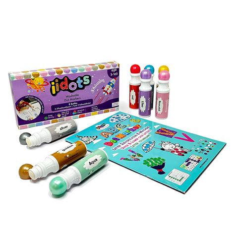 IIDOTS Mettalic Shimmer Washable Dot Markers for Toddlers 8 Pack with ...