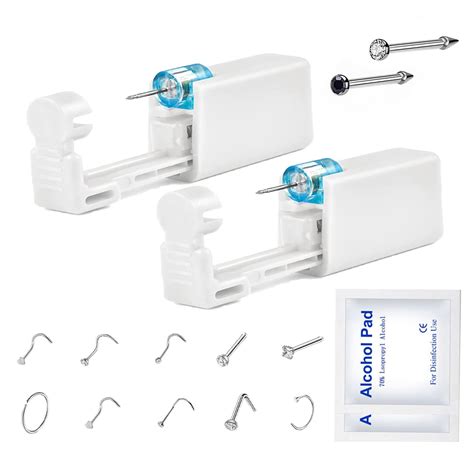 Amazon.com: Nose Piercing Gun - 2 Pack Self Nose Piercing Kit with ...