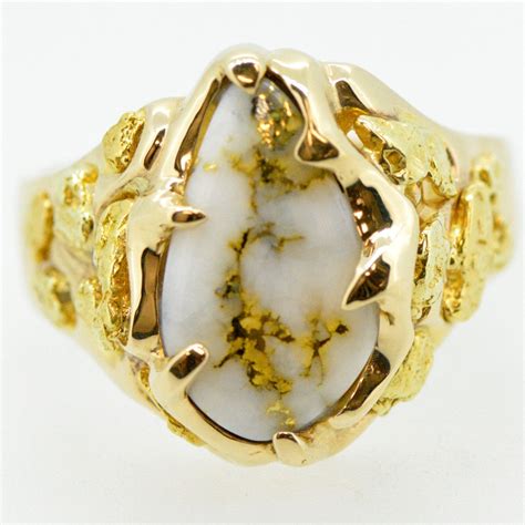 Men's Gold Nugget & Quartz Ring - Alaska Mint