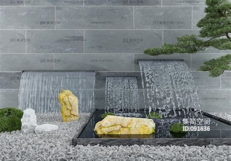 新中式庭院水景小品流水喷泉3d模型下载-【集简空间】「每日更新」
