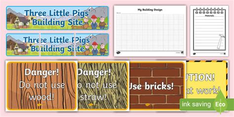 Three Little Pigs Building Site Role Play Pack