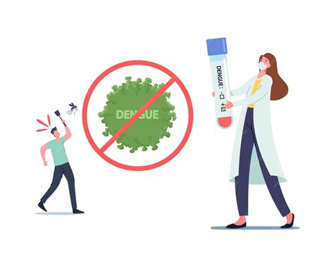 Tiny doctor female character in medical robe and mask holding huge test ...