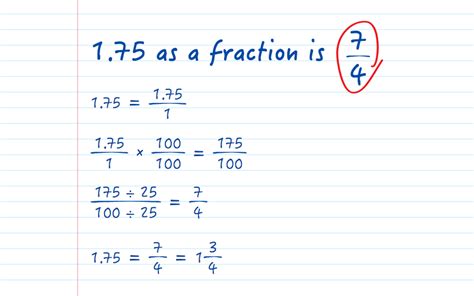 1.75 as a Fraction - Decimal to Fraction